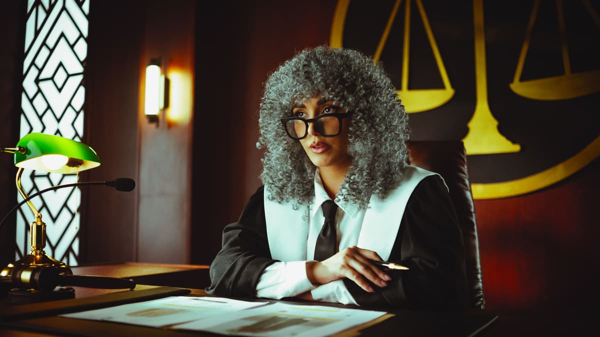 Professional portrait of a male lawyer in a dark suit standing in a modern office
